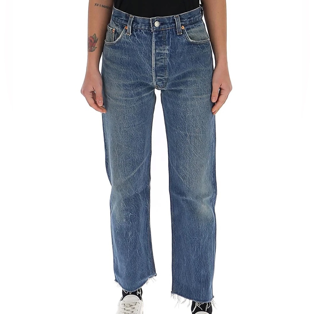 REDONE Chilled Indigo straight leg raw hem leg